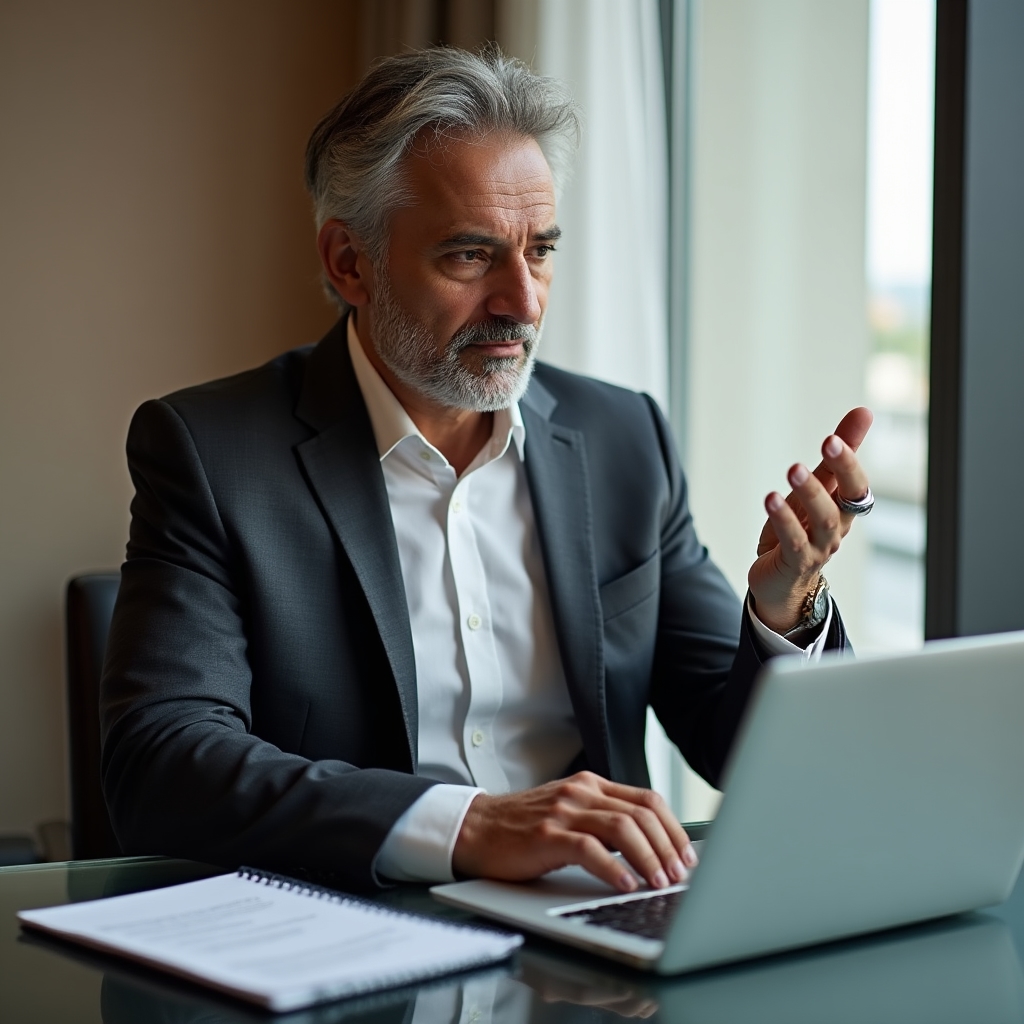 Professional conducting a video consultation call about real estate SEO course